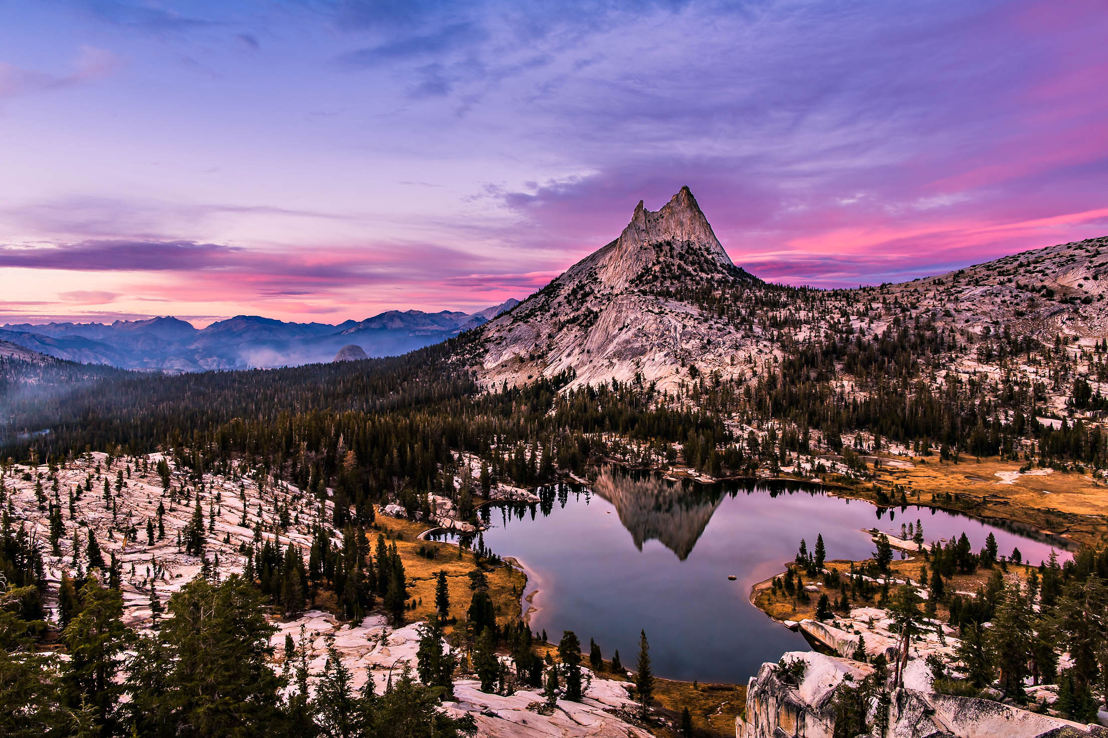 Cathedral Lake Peak Sunset Pink