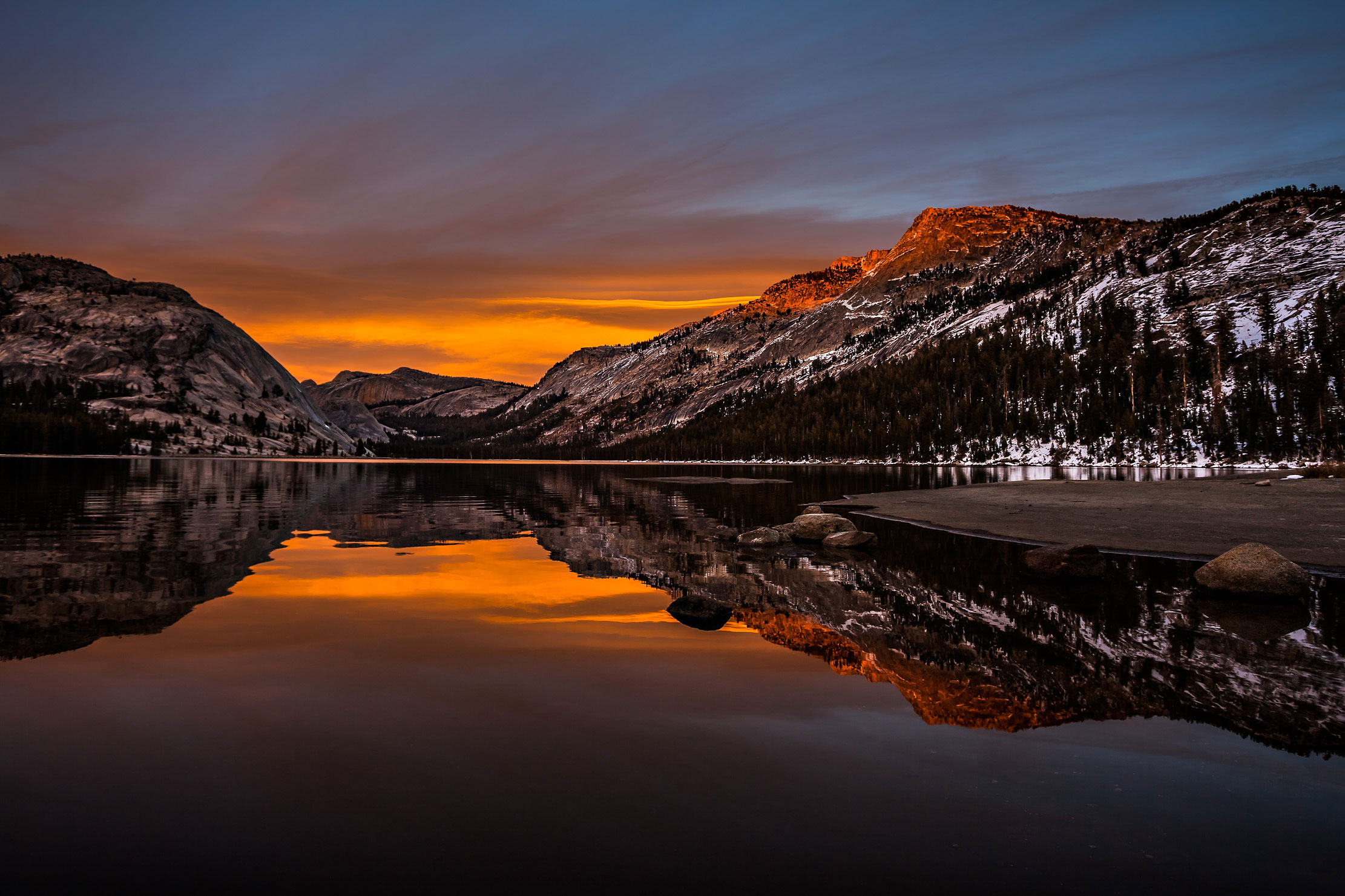 Tenaya Lake Alpenglow Reflection