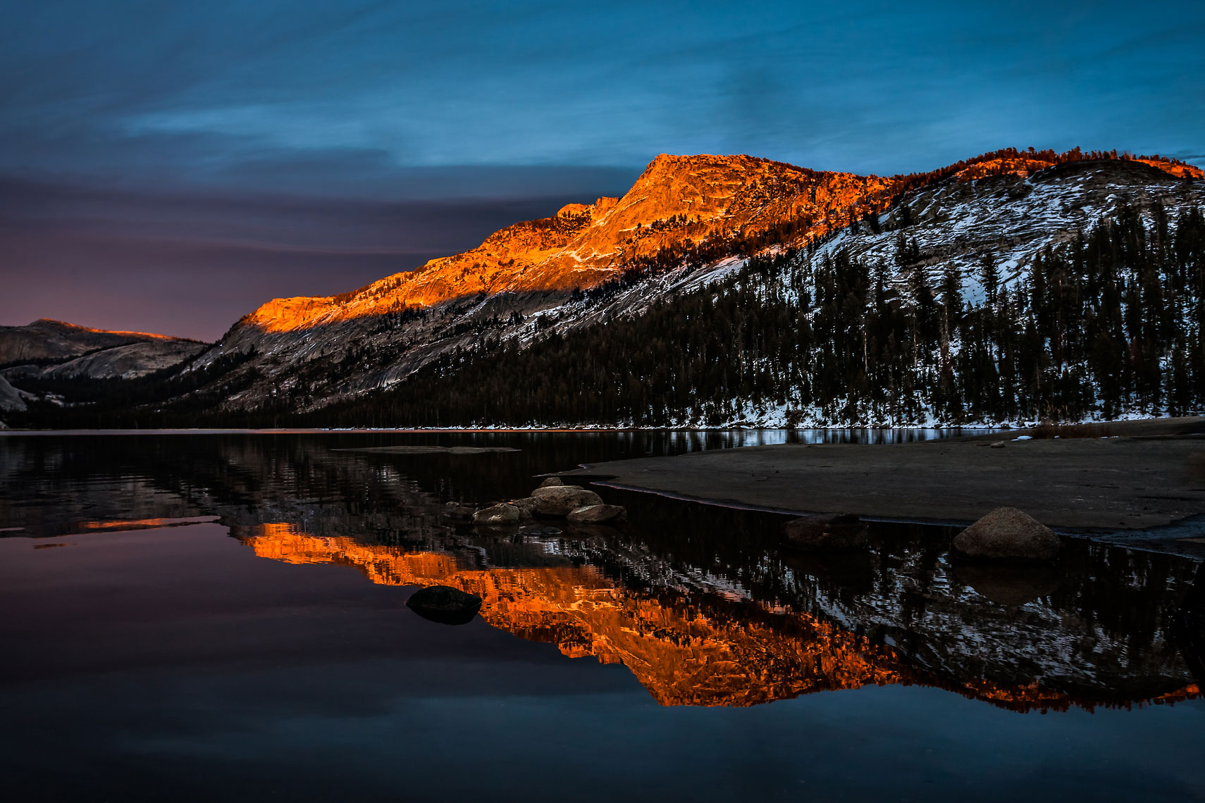 Tenaya Peak Alpenglow Reflection