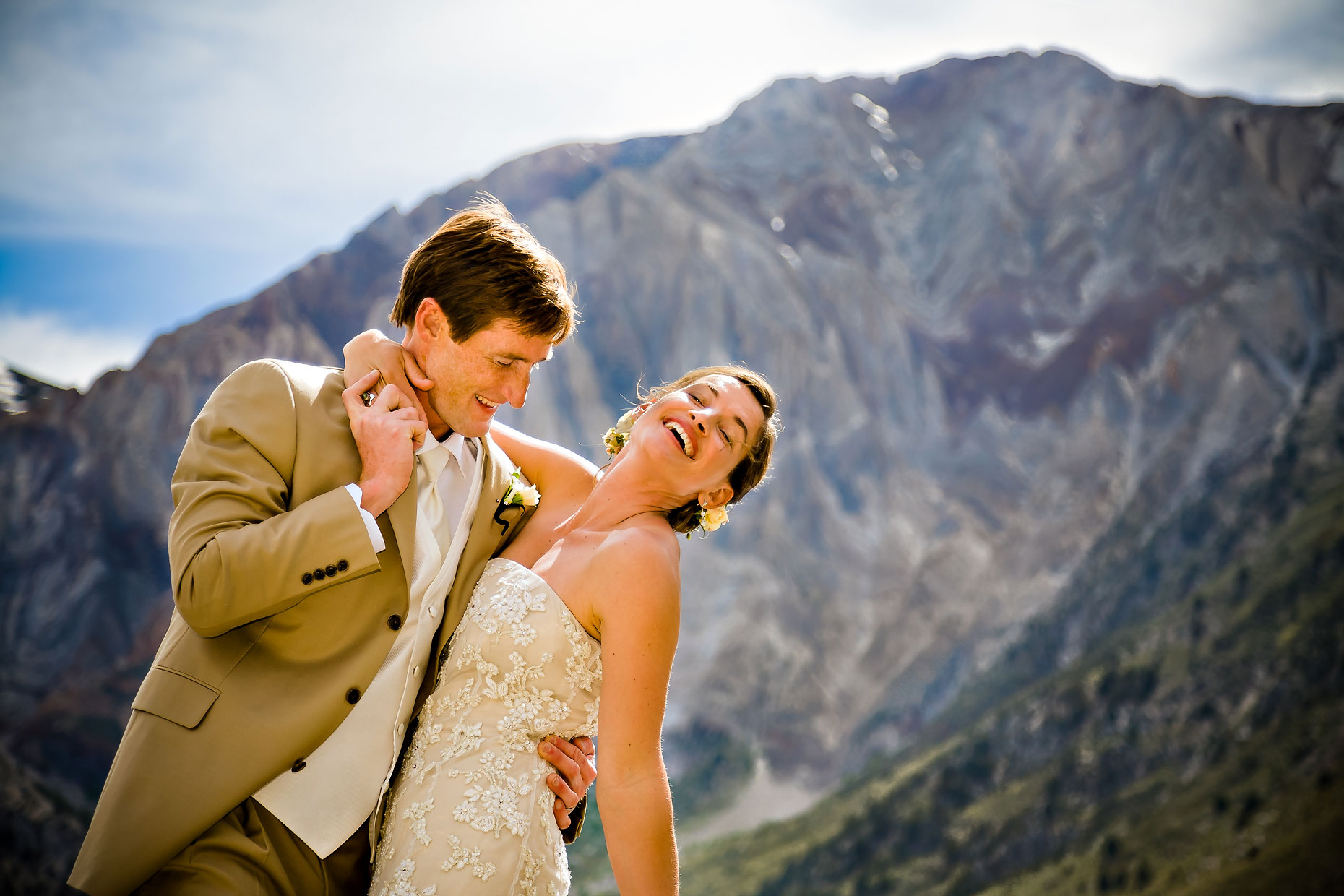 Convict Lake resort wedding couple photographer.