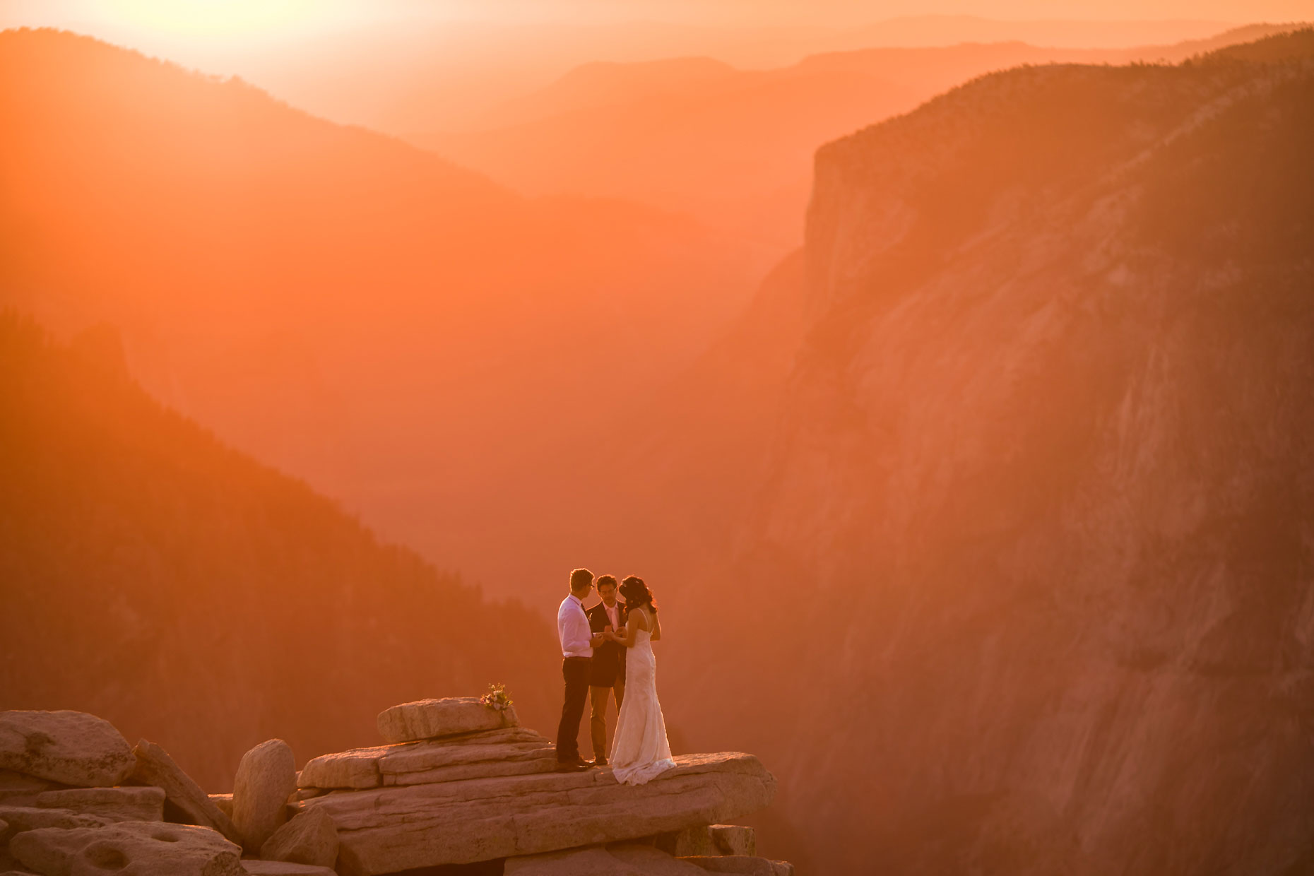 Yosemite adventure elopement photography on Half Dome at sunset.
