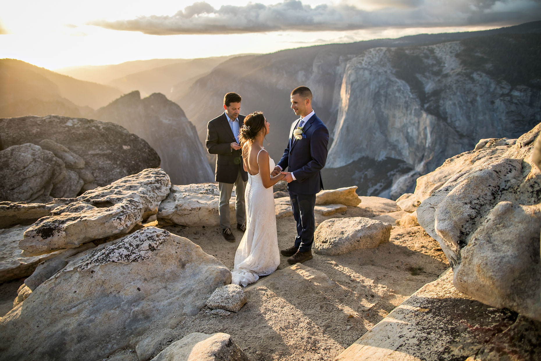 Adventure elopement photographer at Taft Point in Yosemite.