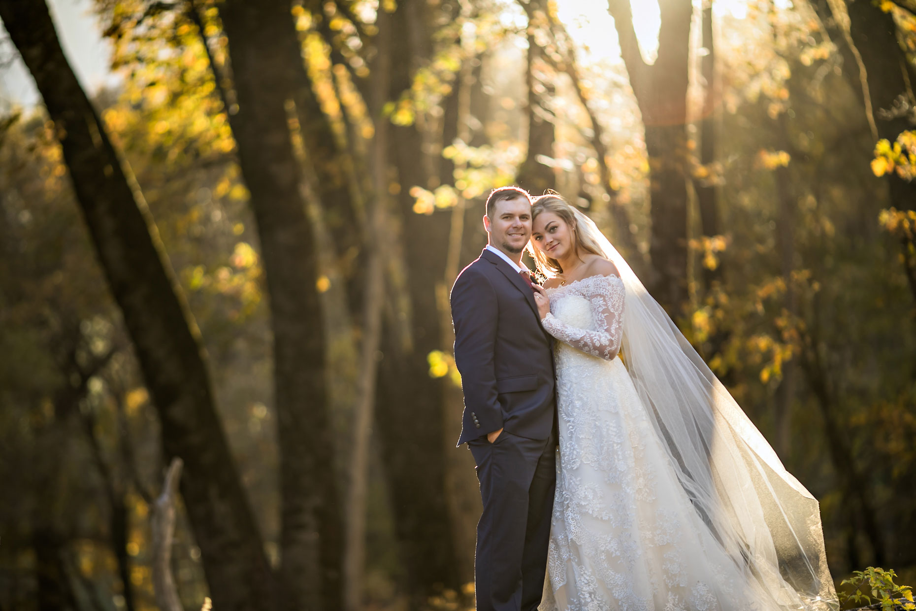 Wedding photography with fall colors in Yosemite.