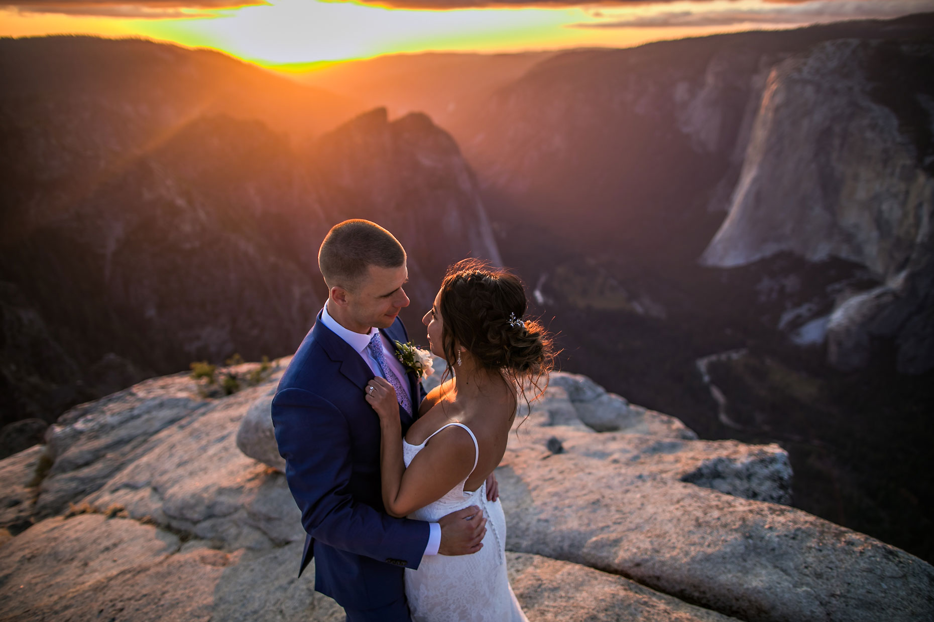 Elopement photography at Taft Point in Yosemite.