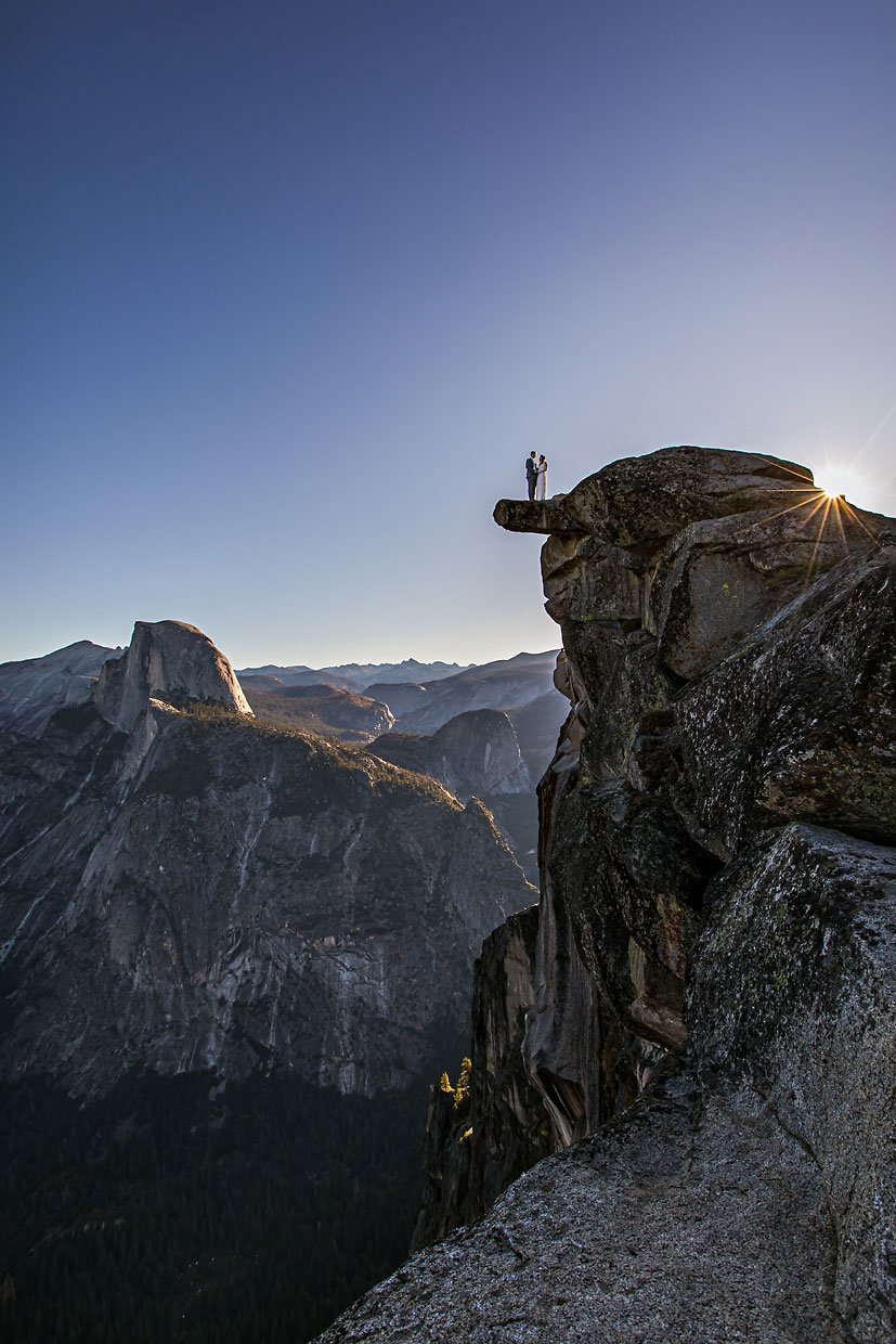 Glacier Point wedding photographer at sunrise in Yosemite.